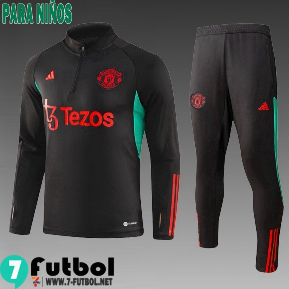 KIT : Chandal Futbol Manchester United negro Ninos 23 24 TK709