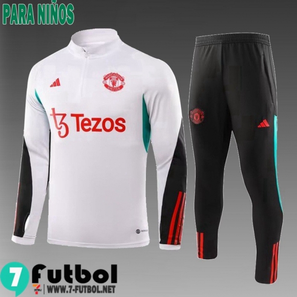 KIT : Chandal Futbol Manchester United Blanco Ninos 23 24 TK713