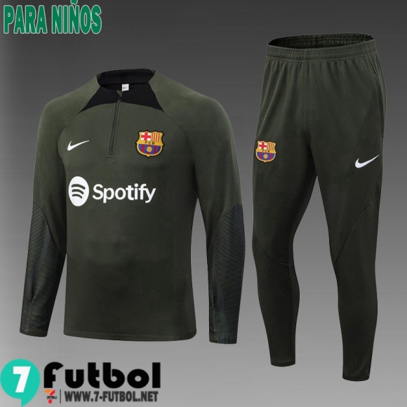 KIT : Chandal Futbol Barcelona Ejército verde Ninos 23 24 TK669