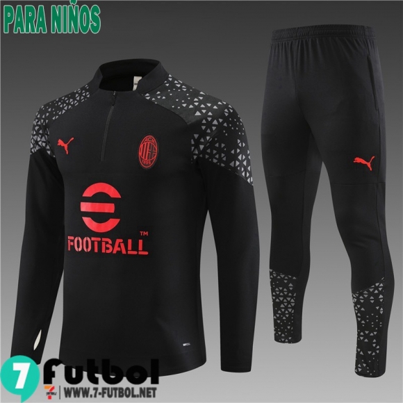 KIT : Chandal Futbol AC Milan negro Ninos 23 24 TK686