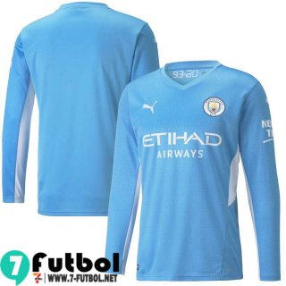 Camisetas futbol Manchester City Primera Manga Larga Hombre 2021 2022