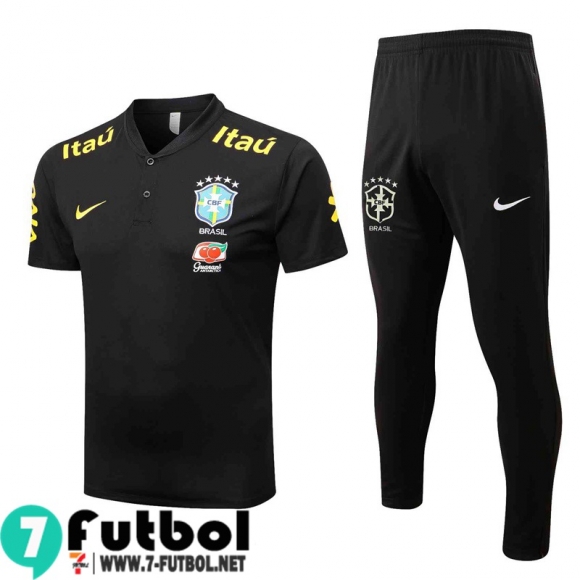 KIT: Polo Futbol Brasil negro Hombre 2022 2023 PL608