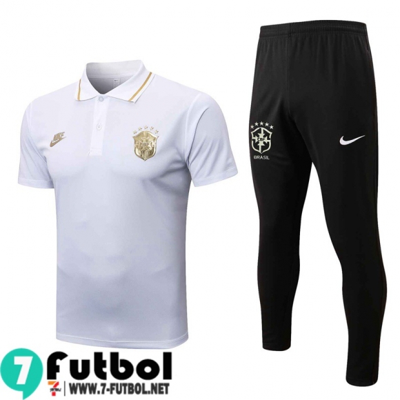 KIT: Polo Futbol Brasil Blanco, Blanca Hombre 2022 2023 PL610