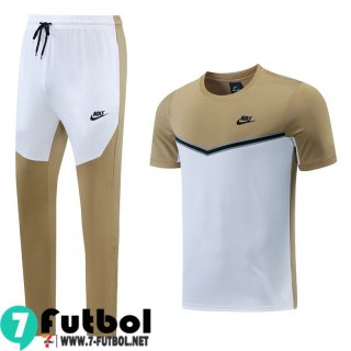 KIT: Chandal Futbol Sin Mangas Sport caqui blanco Hombre 2022 2023 TG479