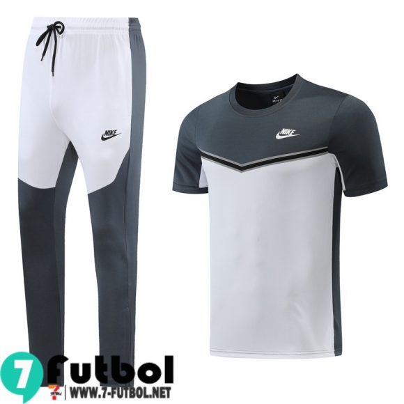 KIT: Chandal Futbol Sin Mangas Sport blanco gris oscuro Hombre 2022 2023 TG481