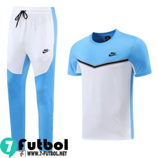 KIT: Chandal Futbol Sin Mangas Sport blanco azul claro Hombre 2022 2023 TG482