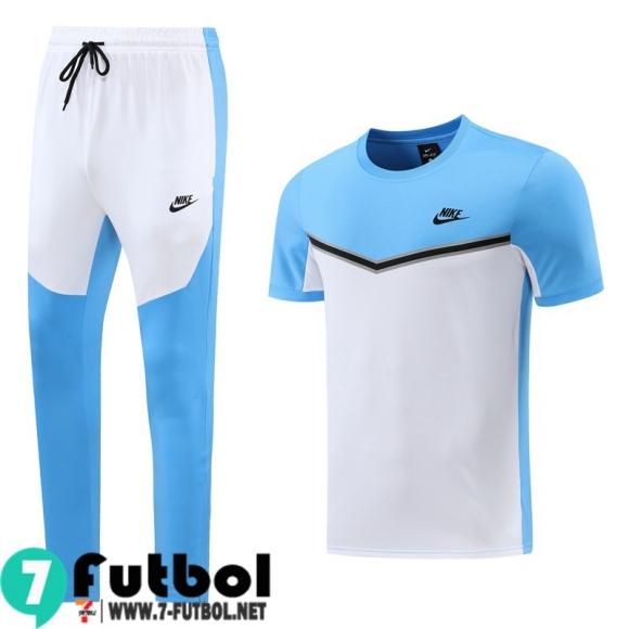 KIT: Chandal Futbol Sin Mangas Sport blanco azul claro Hombre 2022 2023 TG482