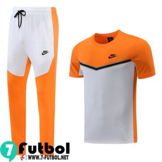 KIT: Chandal Futbol Sin Mangas Sport naranja-blanco Hombre 2022 2023 TG483