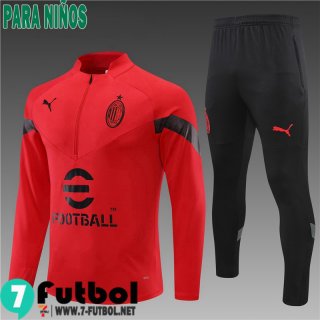 KIT: Chandal Futbol AC Milan Rojo Ninos 2022 2023 TK358