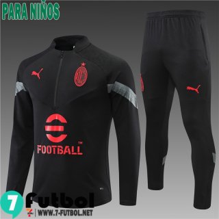 KIT: Chandal Futbol AC Milan negro Ninos 2022 2023 TK359