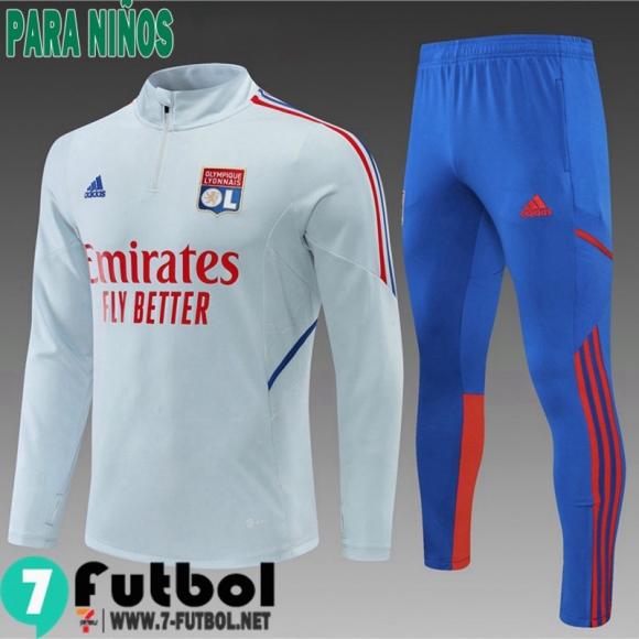 KIT: Chandal Futbol Olympique Lyon gris claro Ninos 2022 2023 TK370