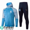 Chaquetas Futbol - Sudadera con capucha Olympique De Marsella Azul claro + Pantalon JK26 20-21