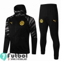 Chaquetas Futbol - Sudadera con capucha Dortmund BVB negro + Pantalon JK28 20-21