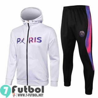 Chaquetas Futbol - Sudadera con capucha PSG blanco + Pantalon JK35 20-21