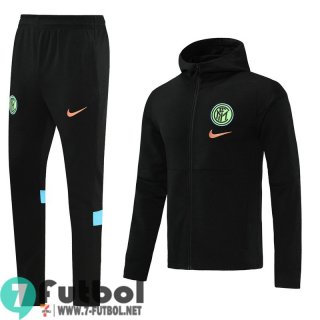 Chaquetas Futbol - Sudadera con capucha Inter milan negro + Pantalon JK37 20-21