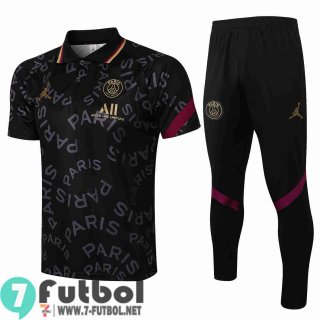 Polo Futbol PSG negro + Pantalon PL08 20-21