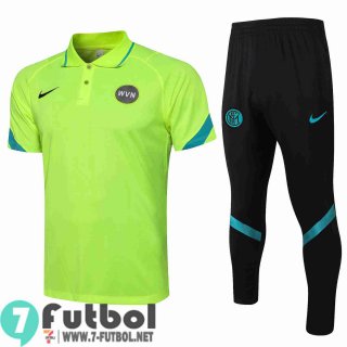 Polo Futbol Inter milan Verde fluorescente + Pantalon PL26 20-21