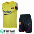Chandal Futbol sin mangas Barcelona Verde fluorescente + Pantalon PL38 20-21