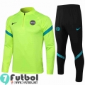 Chandal Futbol Inter milan Verde fluorescente + Pantalon TG11 20-21