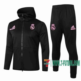 7-Futbol: Real Madrid Chandal Futbol - Chaquetas Sudadera con capucha Niño negro 20-21 E498