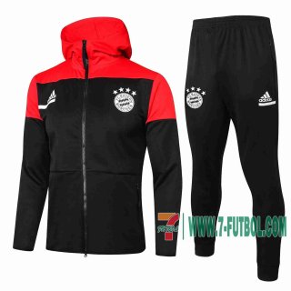 7-Futbol: Bayern Munich Chandal Futbol - Chaquetas Sudadera con capucha Niño negro 20-21 E499