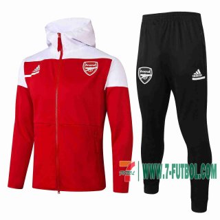 7-Futbol: Arsenal Chandal Futbol - Chaquetas Sudadera con capucha Niño rojo 20-21 E500