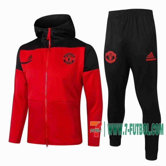 7-Futbol: Manchester United Chandal Futbol - Chaquetas Sudadera con capucha Niño rojo 20-21 E501