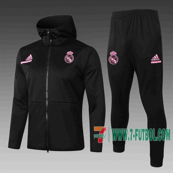 7-Futbol: Real Madrid Chaquetas Futbol - Sudadera con capucha negro 20-21 F276