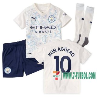7-Futbol: Manchester City Camiseta Del Kun Agüero #10 Tercera Niño 20-21